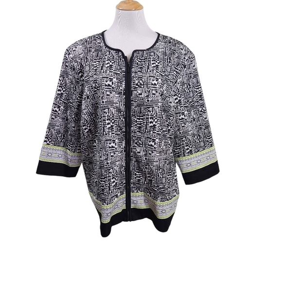 NWT Alfred Dunner Abstract Geometric Pattern Jacket Blazer Cottagecore, sz 24W - Picture 1 of 11